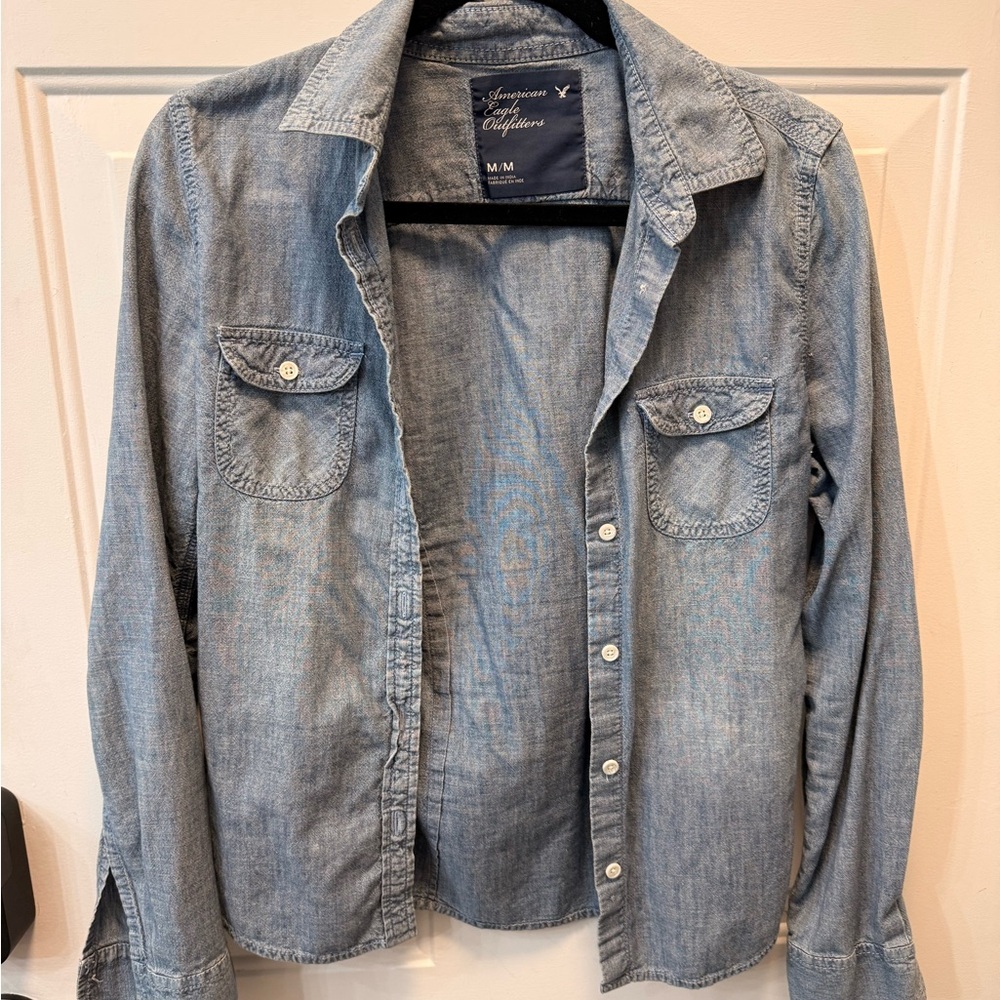 American Eagle Outfitters Blue Denim Shirt
